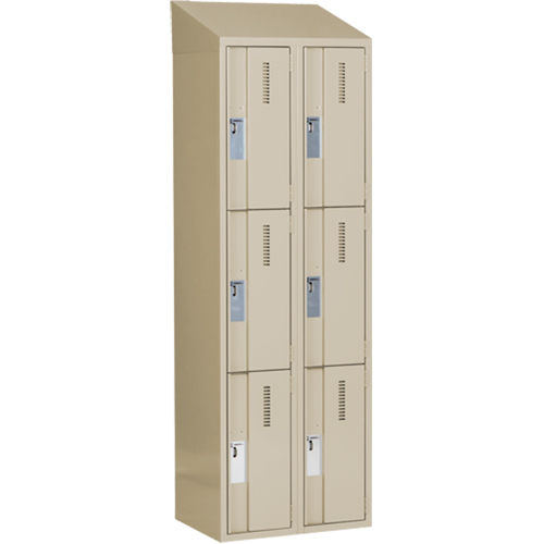Concorde Heavy-Duty Lockers, 3 -tier, Bank of 2, 24" x 18" x 78", Steel, Beige, Welded (Assembled) D. Morneault & Fils