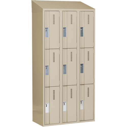 Casiers robustes Concorde, 3 niveaux, Bloc de 3, 36" x 18" x 78", Acier, Beige, Soud&eacute; (assembl&eacute;) D. Morneault & Fils