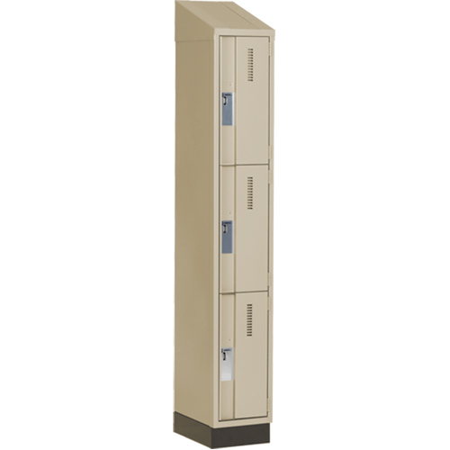 Concorde Heavy-Duty Lockers, 3 -tier, 12" x 18" x 82", Steel, Beige, Welded (Assembled) D. Morneault & Fils