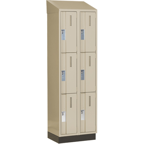 Concorde Heavy-Duty Lockers, 3 -tier, Bank of 2, 24" x 18" x 82", Steel, Beige, Welded (Assembled) D. Morneault & Fils