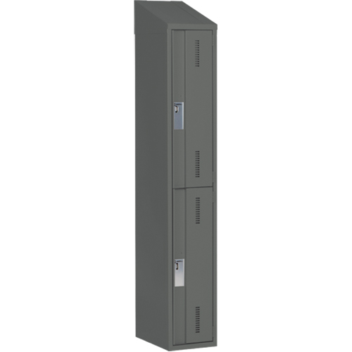 Concorde Heavy-Duty Lockers, 2 -tier, 12" x 18" x 78", Steel, Charcoal, Welded (Assembled) D. Morneault & Fils