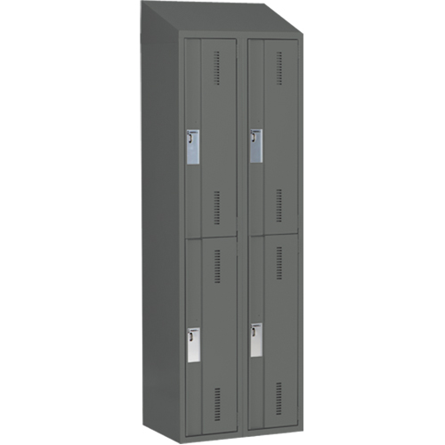 Concorde Heavy-Duty Lockers, 2 -tier, Bank of 2, 24" x 18" x 78", Steel, Charcoal, Welded (Assembled) D. Morneault & Fils