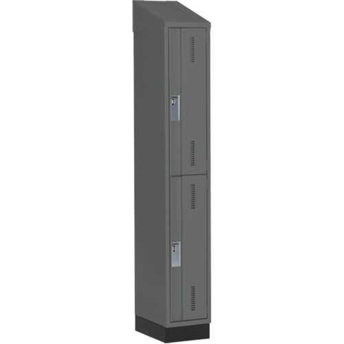 Concorde Heavy-Duty Lockers, 2 -tier, 12" x 18" x 82", Steel, Charcoal, Welded (Assembled) D. Morneault & Fils