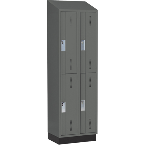 Concorde Heavy-Duty Lockers, 2 -tier, Bank of 2, 24" x 18" x 82", Steel, Charcoal, Welded (Assembled) D. Morneault & Fils