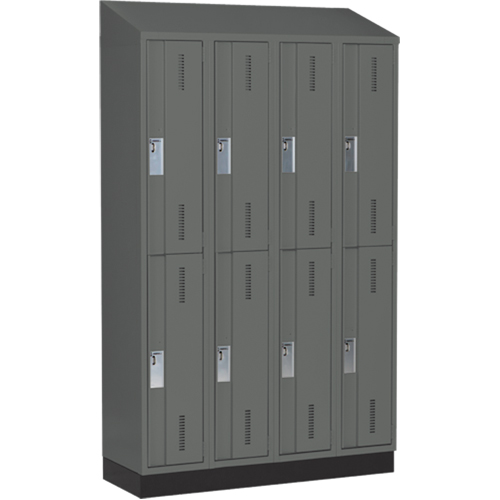 Concorde Heavy-Duty Lockers, 2 -tier, Bank of 4, 48" x 18" x 82", Steel, Charcoal, Welded (Assembled) D. Morneault & Fils