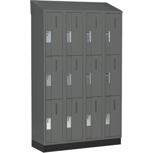 Concorde Heavy-Duty Lockers, 3 -tier, Bank of 4, 48" x 18" x 82", Steel, Charcoal, Welded (Assembled) D. Morneault & Fils