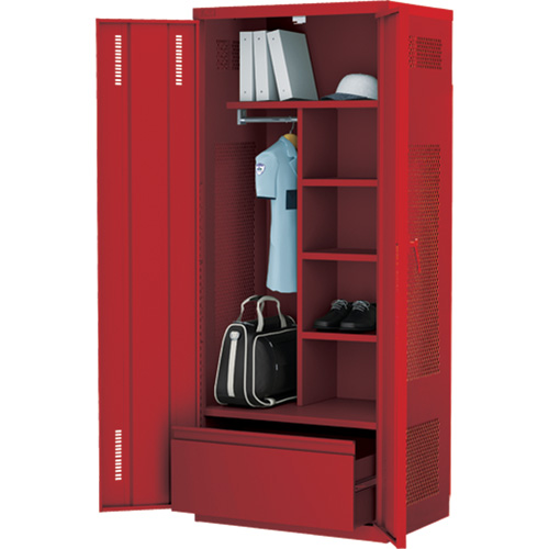 Deluxe Gear Locker, Steel, 36" W x 24" D x 72" H, Red D. Morneault & Fils