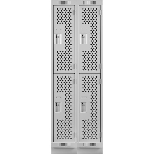 Casiers Clean Line, 2 niveaux, Bloc de 2, 24" x 12" x 76", Acier, Gris, Rivet (assembl&eacute;), Perfor&eacute; D. Morneault & Fils