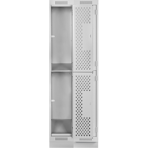Casiers Clean Line, 2 niveaux, Bloc de 2, 24" x 12" x 76", Acier, Gris, Rivet (assembl&eacute;), Perfor&eacute; D. Morneault & Fils