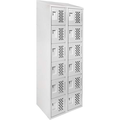 Clean-Line Perforated Lockerette, 6 -tier, Bank of 2, 15" x 72" x 12", Steel D. Morneault & Fils