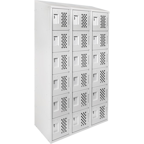 Clean-Line Perforated Lockerette, 6 -tier, Bank of 3, 15" x 72" x 12", Steel D. Morneault & Fils