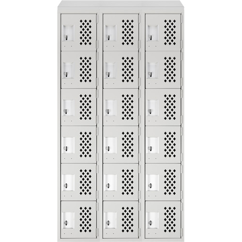 Clean-Line Perforated Lockerette, 6 -tier, Bank of 3, 15" x 72" x 12", Steel D. Morneault & Fils
