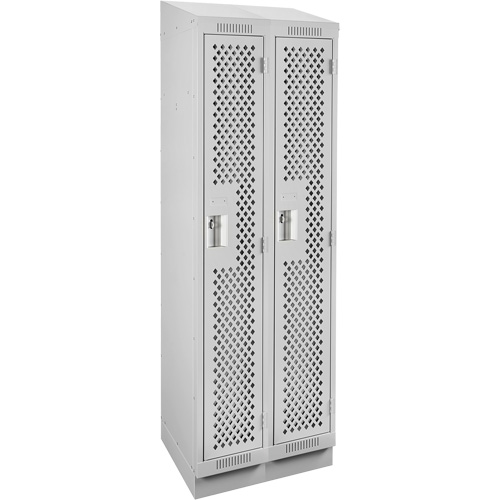 Clean Line Lockers, Bank of 2, 24" x 12" x 82", Steel, Grey, Rivet (Assembled), Perforated D. Morneault & Fils