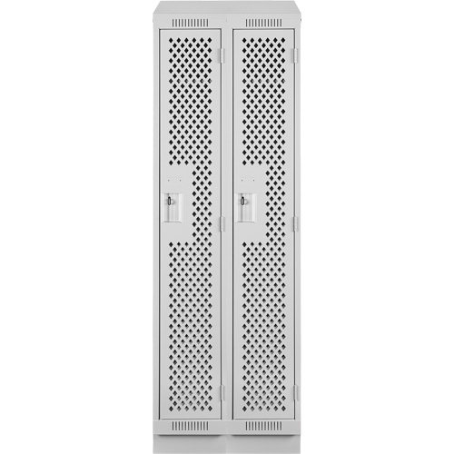 Clean Line Lockers, Bank of 2, 24" x 12" x 82", Steel, Grey, Rivet (Assembled), Perforated D. Morneault & Fils