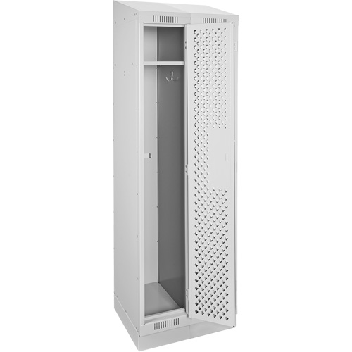 Clean Line Lockers, Bank of 2, 24" x 12" x 82", Steel, Grey, Rivet (Assembled), Perforated D. Morneault & Fils