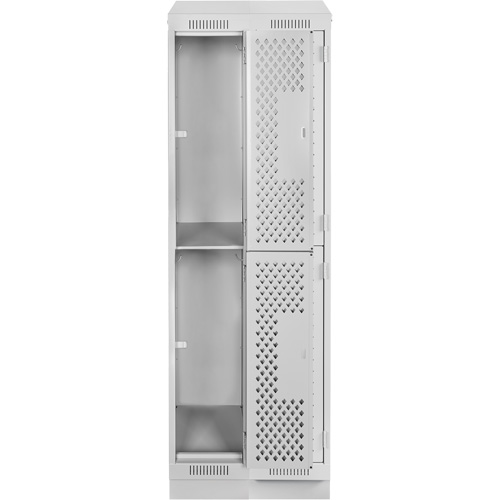 Clean Line Lockers, 2 -tier, Bank of 2, 24" x 12" x 82", Steel, Grey, Rivet (Assembled), Perforated D. Morneault & Fils
