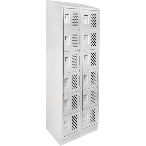 Assembled Lockerettes Clean Line Perforated Economy Lockers, 6 -tier, Bank of 2, 18" x 72" x 12", Steel D. Morneault & Fils