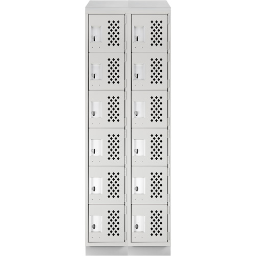 Assembled Lockerettes Clean Line Perforated Economy Lockers, 6 -tier, Bank of 2, 18" x 72" x 12", Steel D. Morneault & Fils