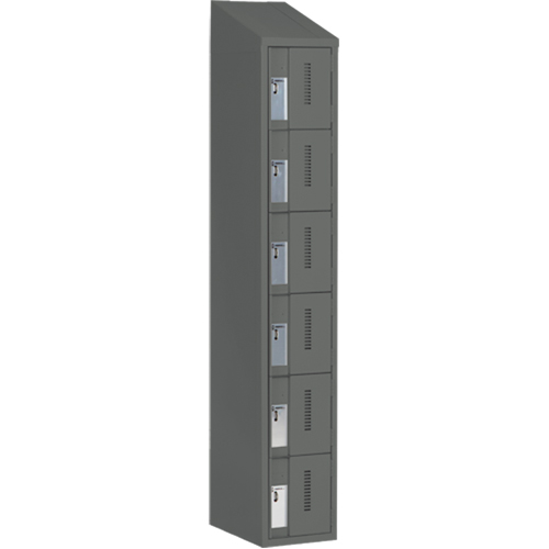 Concorde Heavy-Duty Lockers, 6 -tier, 12" x 18" x 78", Steel, Charcoal, Welded (Assembled) D. Morneault & Fils