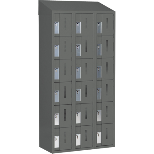 Concorde Heavy-Duty Lockers, 6 -tier, Bank of 3, 36" x 18" x 78", Steel, Charcoal, Welded (Assembled) D. Morneault & Fils