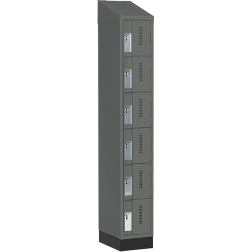 Concorde Heavy-Duty Lockers, 6 -tier, 12" x 18" x 82", Steel, Charcoal, Welded (Assembled) D. Morneault & Fils