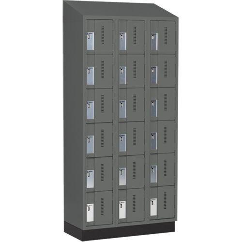 Concorde Heavy-Duty Lockers, 6 -tier, Bank of 3, 36" x 18" x 82", Steel, Charcoal, Welded (Assembled) D. Morneault & Fils