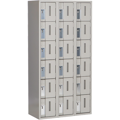 Concorde Heavy-Duty Lockers, 6 -tier, Bank of 3, 36" x 18" x 72", Steel, Grey, Welded (Assembled) D. Morneault & Fils