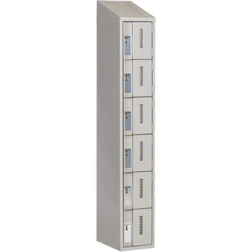 Concorde Heavy-Duty Lockers, 6 -tier, 12" x 18" x 78", Steel, Grey, Welded (Assembled) D. Morneault & Fils