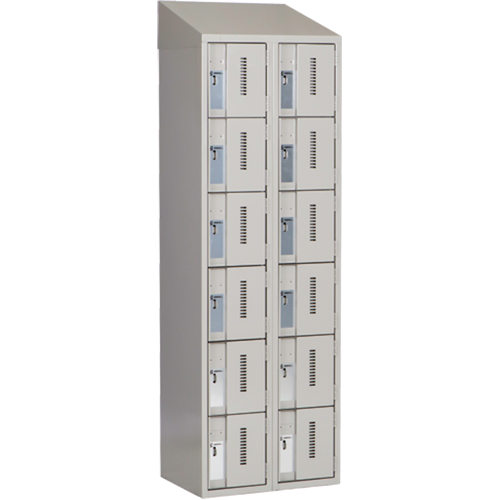 Concorde Heavy-Duty Lockers, 6 -tier, Bank of 2, 24" x 18" x 78", Steel, Grey, Welded (Assembled) D. Morneault & Fils