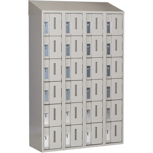 Concorde Heavy-Duty Lockers, 6 -tier, Bank of 4, 48" x 18" x 78", Steel, Grey, Welded (Assembled) D. Morneault & Fils