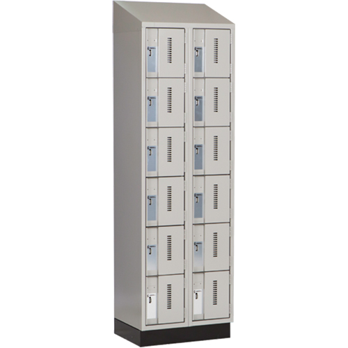 Concorde Heavy-Duty Lockers, 6 -tier, Bank of 2, 24" x 18" x 82", Steel, Grey, Welded (Assembled) D. Morneault & Fils