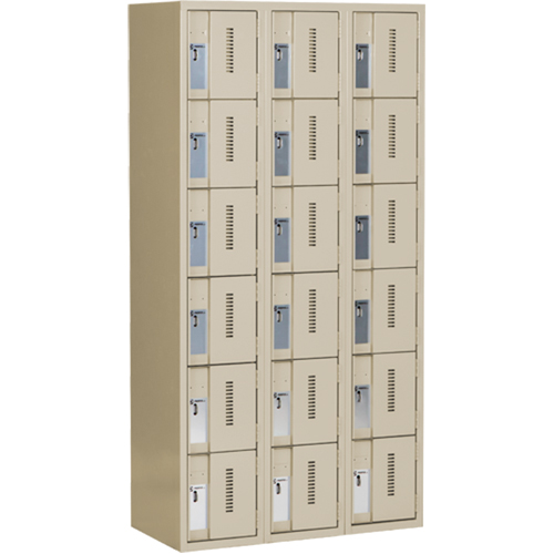 Casiers robustes Concorde, 6 niveaux, Bloc de 3, 36" x 18" x 72", Acier, Beige, Soud&eacute; (assembl&eacute;) D. Morneault & Fils