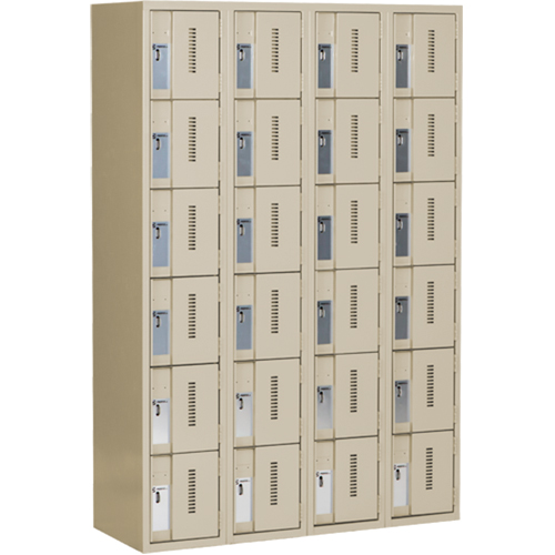 Concorde Heavy-Duty Lockers, 6 -tier, Bank of 4, 48" x 18" x 72", Steel, Beige, Welded (Assembled) D. Morneault & Fils