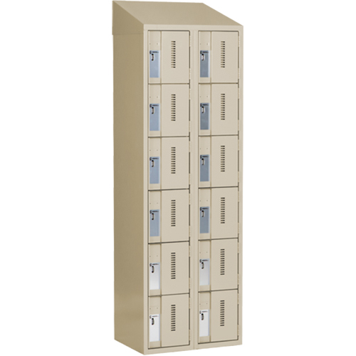 Concorde Heavy-Duty Lockers, 6 -tier, Bank of 2, 24" x 18" x 78", Steel, Beige, Welded (Assembled) D. Morneault & Fils
