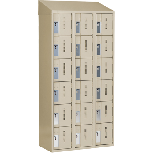 Concorde Heavy-Duty Lockers, 6 -tier, Bank of 3, 36" x 18" x 78", Steel, Beige, Welded (Assembled) D. Morneault & Fils