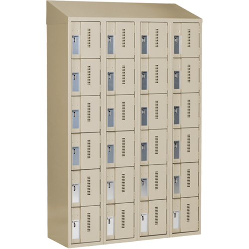 Concorde Heavy-Duty Lockers, 6 -tier, Bank of 4, 48" x 18" x 78", Steel, Beige, Welded (Assembled) D. Morneault & Fils