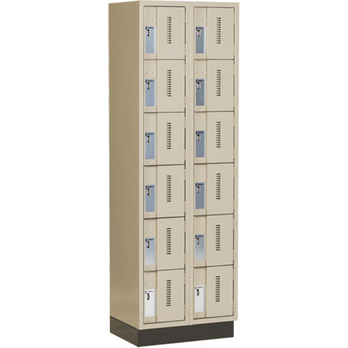 Concorde Heavy-Duty Lockers, 6 -tier, Bank of 2, 24" x 18" x 76", Steel, Beige, Welded (Assembled) D. Morneault & Fils