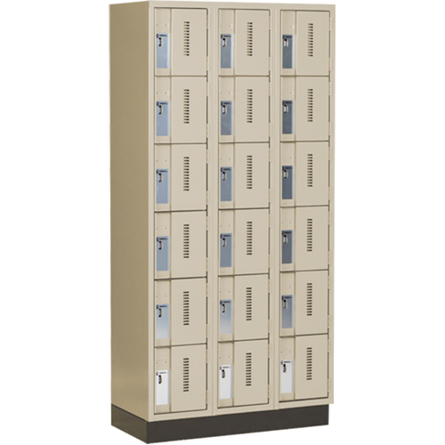 Concorde Heavy-Duty Lockers, 6 -tier, Bank of 3, 36" x 18" x 76", Steel, Beige, Welded (Assembled) D. Morneault & Fils