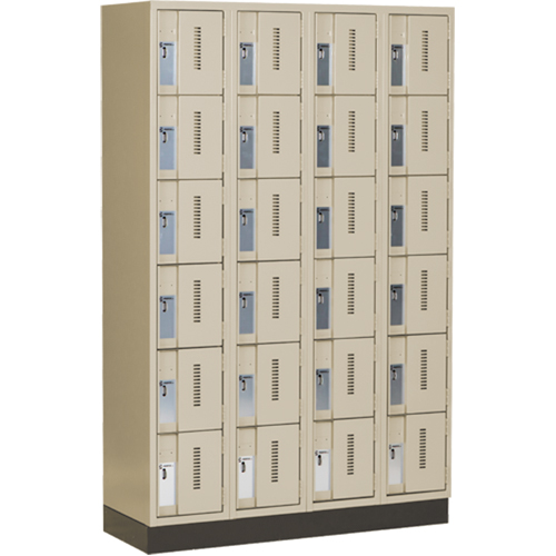 Concorde Heavy-Duty Lockers, 6 -tier, Bank of 4, 48" x 18" x 76", Steel, Beige, Welded (Assembled) D. Morneault & Fils