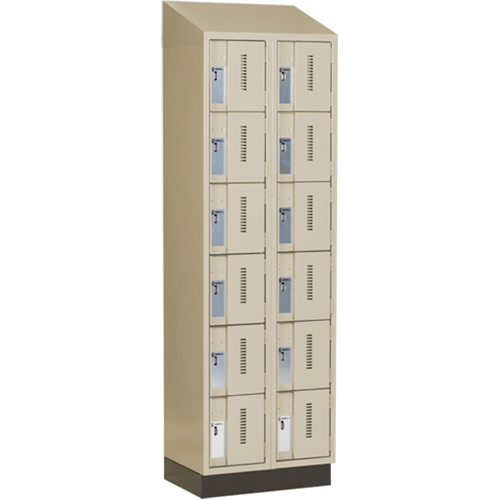 Concorde Heavy-Duty Lockers, 6 -tier, Bank of 2, 24" x 18" x 82", Steel, Beige, Welded (Assembled) D. Morneault & Fils