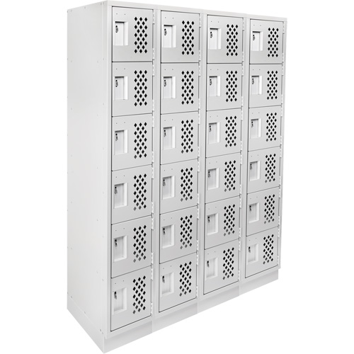 Assembled Clean Line Perforated Economy Lockers, 6 -tier, Bank of 4, 18" x 72" x 12", Steel D. Morneault & Fils