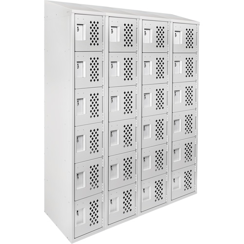 Assembled Clean Line Perforated Economy Lockers, 6 -tier, Bank of 4, 18" x 72" x 12", Steel D. Morneault & Fils