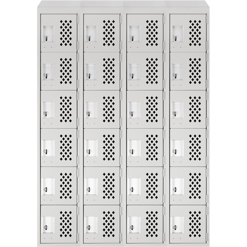 Assembled Clean Line Perforated Economy Lockers, 6 -tier, Bank of 4, 18" x 72" x 12", Steel D. Morneault & Fils