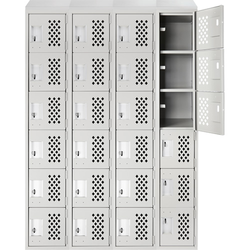 Assembled Clean Line Perforated Economy Lockers, 6 -tier, Bank of 4, 18" x 72" x 12", Steel D. Morneault & Fils