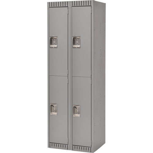 Lockers, 2 -tier, Bank of 2, 24" x 18" x 72", Steel, Grey, Rivet (Assembled) D. Morneault & Fils