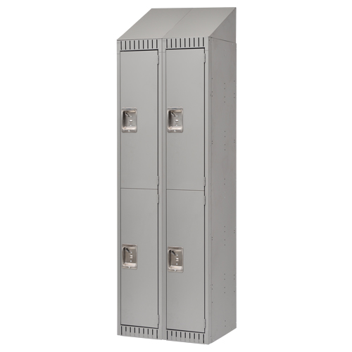 Lockers, 2 -tier, Bank of 2, 24" x 18" x 82", Steel, Grey, Knocked Down D. Morneault & Fils