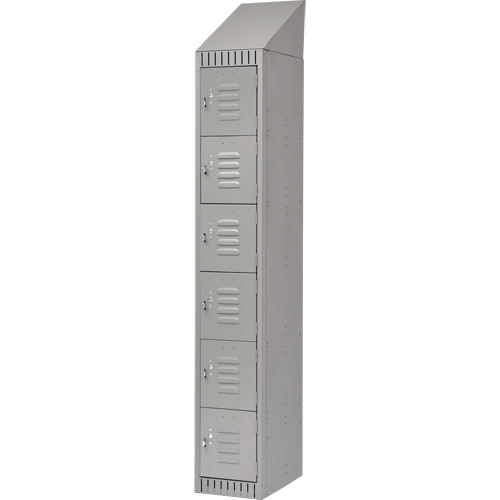 Lockers, 6 -tier, 12" x 18" x 82", Steel, Grey, Knocked Down D. Morneault & Fils