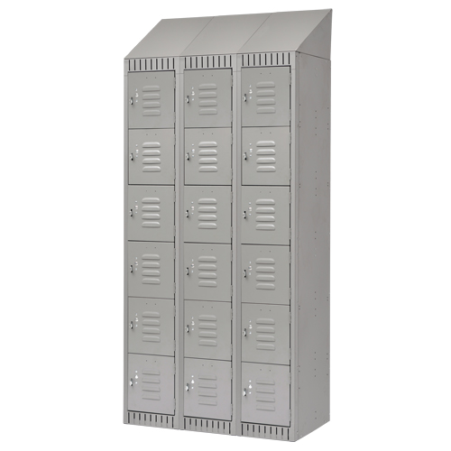 Lockers, 6 -tier, Bank of 3, 36" x 18" x 82", Steel, Grey, Knocked Down D. Morneault & Fils