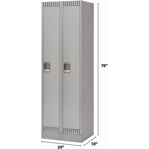 Lockers, Bank of 2, 24" x 18" x 76", Steel, Grey, Knocked Down D. Morneault & Fils