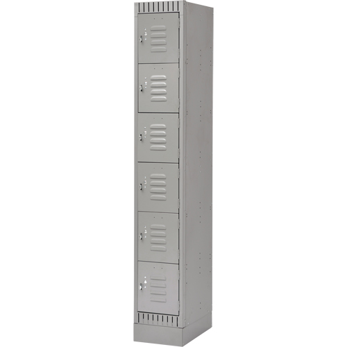 Lockers, 6 -tier, 12" x 18" x 76", Steel, Grey, Knocked Down D. Morneault & Fils